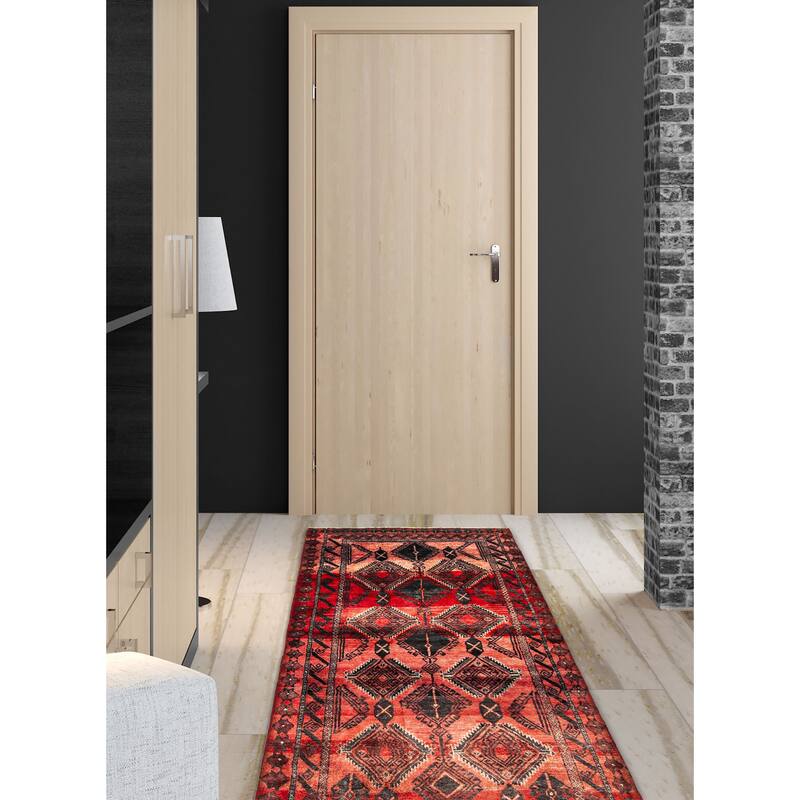 ECARPETGALLERY Hand-knotted Baluch Red Wool Rug - 3'1 x 6'8