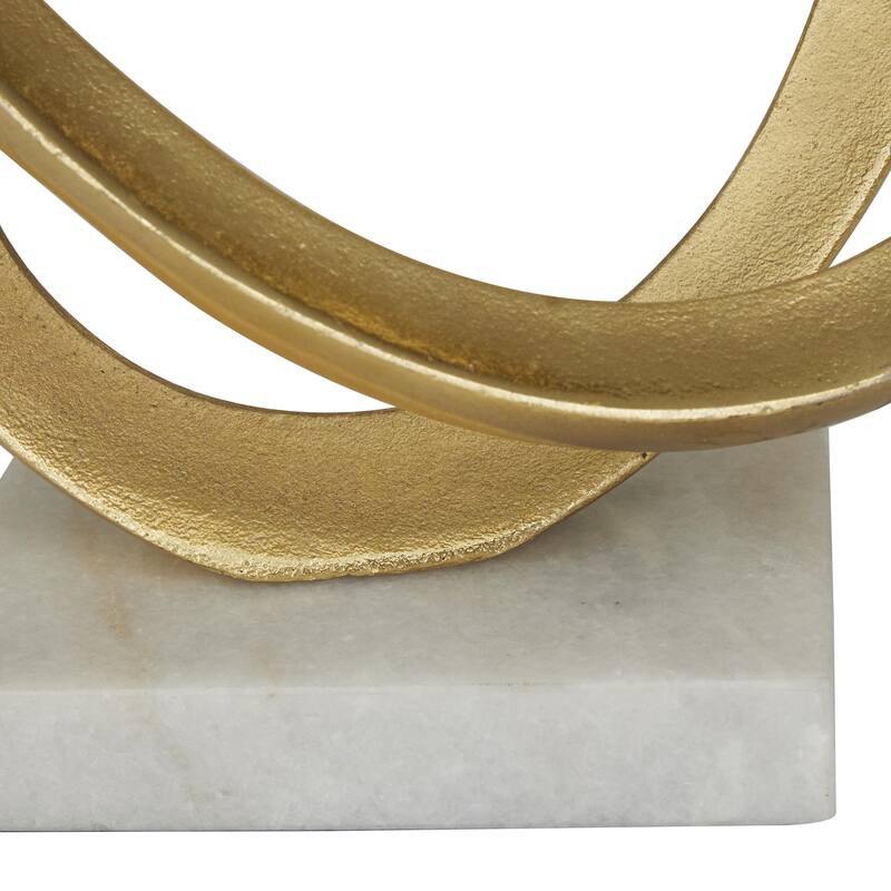 Aluminum Metal Geometric Loop Decorative Sculpture with Marble Base - Gold - CosmoLiving by Cosmopolitan