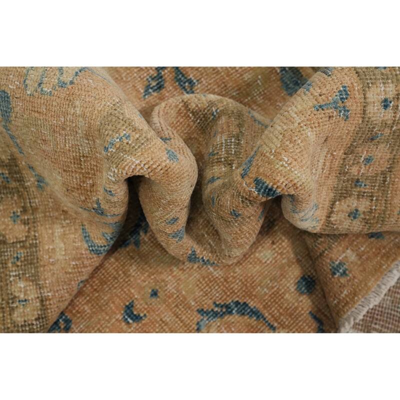 Hand Knotted Oriental 100% Wool Carpet Traditional All-Over Brown Tabriz Area Rug - 9' 11'' X 6' 10''