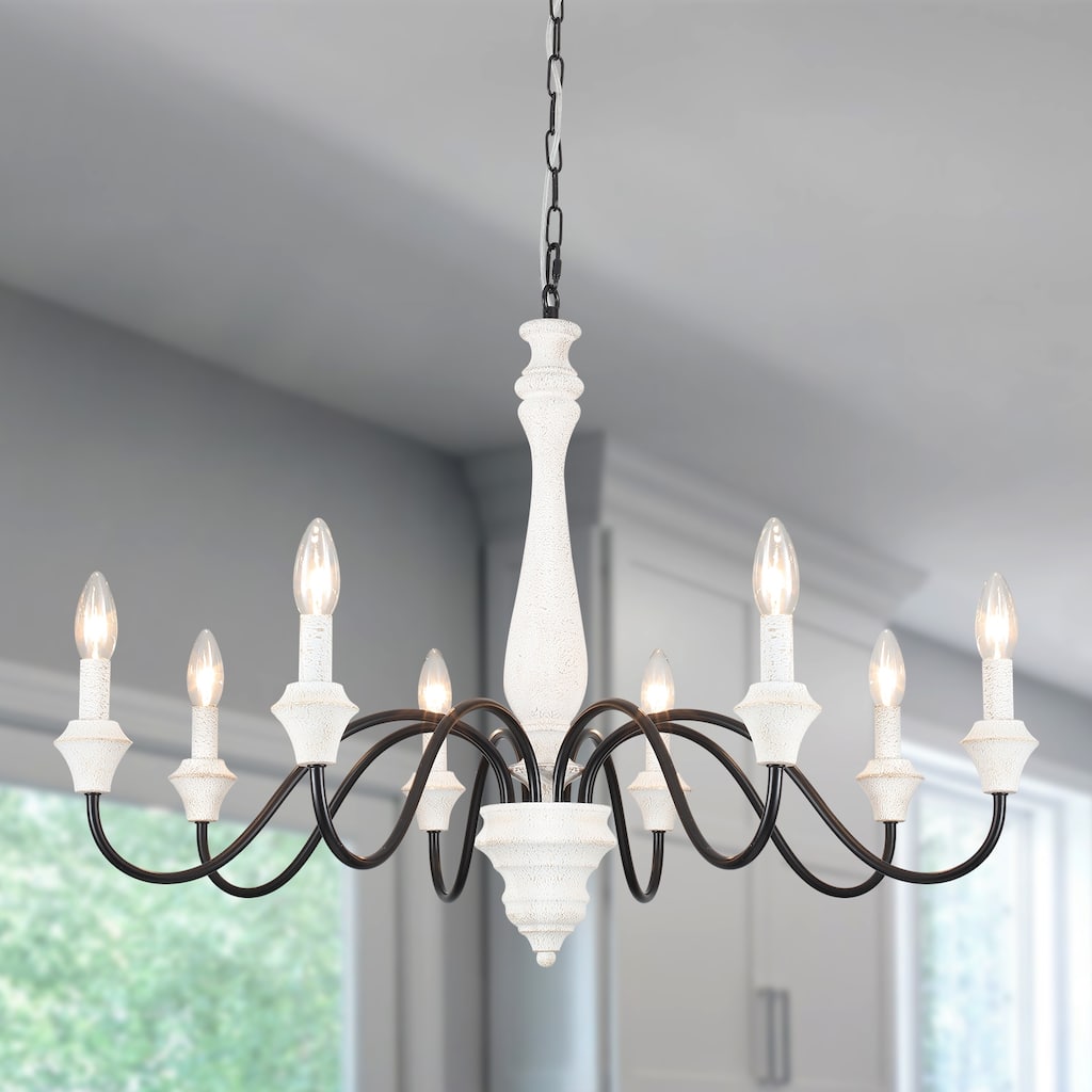 8-Light Farmhouse Candle Style Chandelier for Dining Room Living Room Bedroom Kitchen - W31.49"x H20.66"