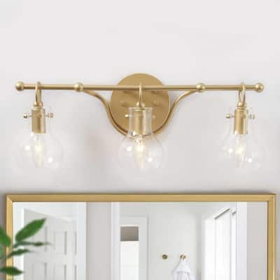 Carson Carrington Modern 2/3/4-Light Gold Bathroom Vanity Lights Glass Wall Sconces