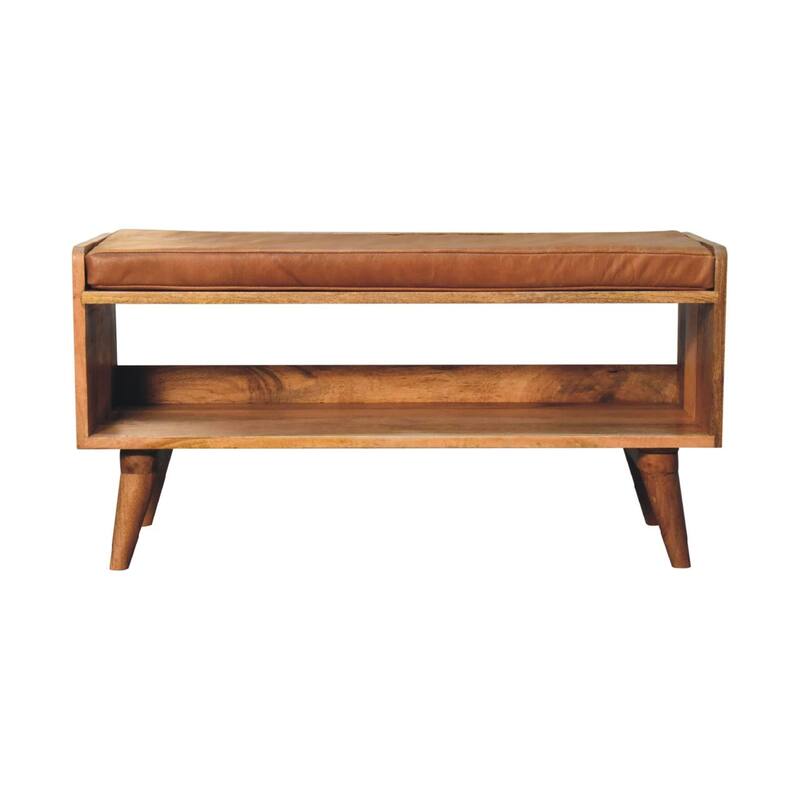 Elegant Design Bench with Leather Sturdy And Durable - Brown