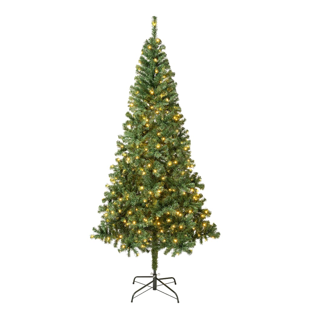 National Tree Company 7.5 ft. Pre-lit Artificial Linden Spruce Wrapped Tree 400 Warm White LED Lights- UL - 7.5 Foot