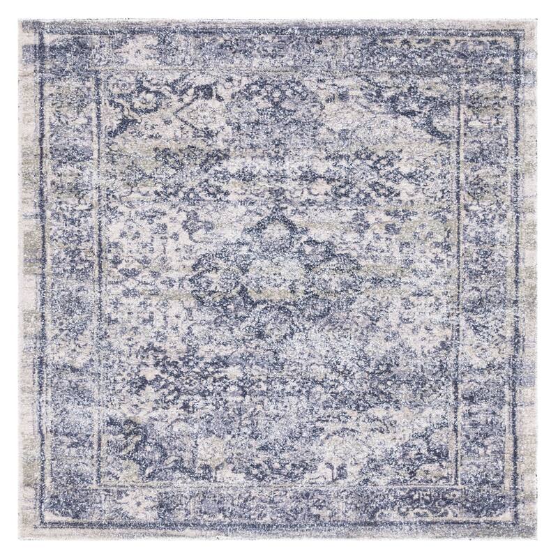 SAFAVIEH Handmade Classic Vintage Laia Transitional Polyester Rug - 6' Square - Navy/Sage