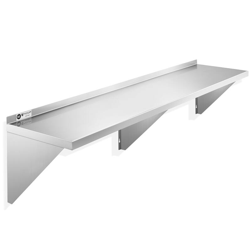 Stainless Steel Shelf NSF Commercial Kitchen Wall Shelving - Silver - 14" x 72"