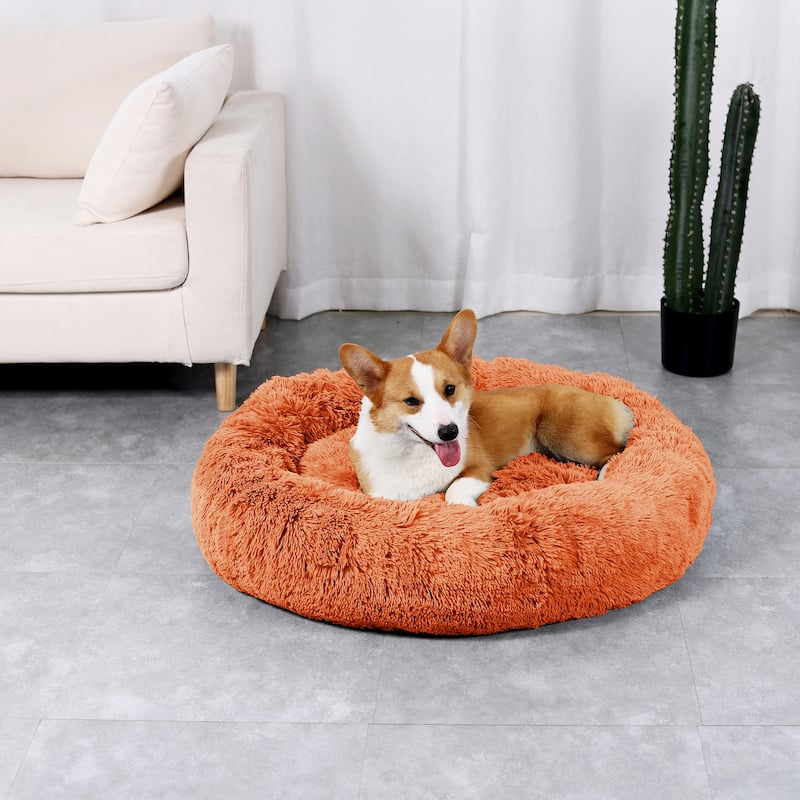 Home Soft Things Shaggy Pet Bed - 23"X23"X6" - BURNT ORANGE