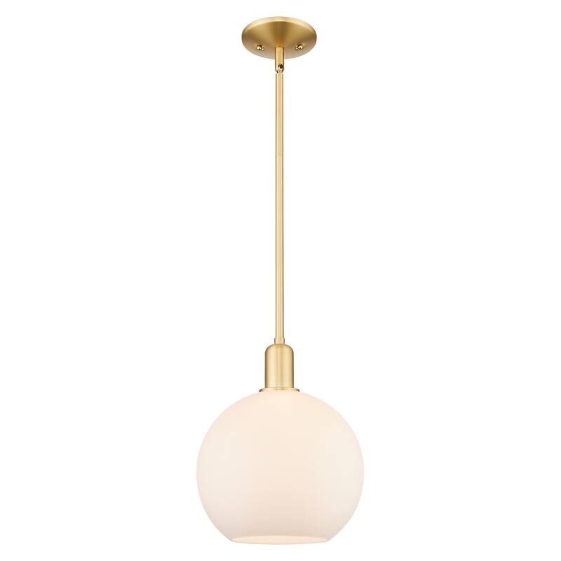 Innovations Lighting Endless Possibilities Arcadia - Athens - 1 Light 10" Stem Hung Mini Pendant - Satin Gold/Matte White