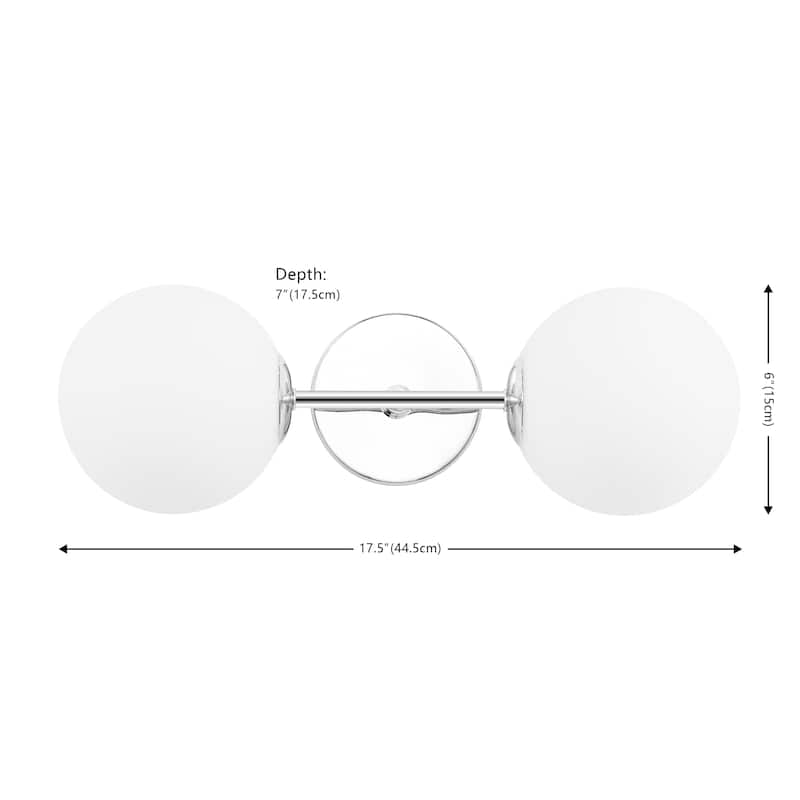 SAFAVIEH Rakhee 2-Light Globe Bathroom Vanity Wall Sconce (LED Bulbs Included) - 17.5 In. W x 7 In. D x 6 In. H - 18Wx7Dx6H