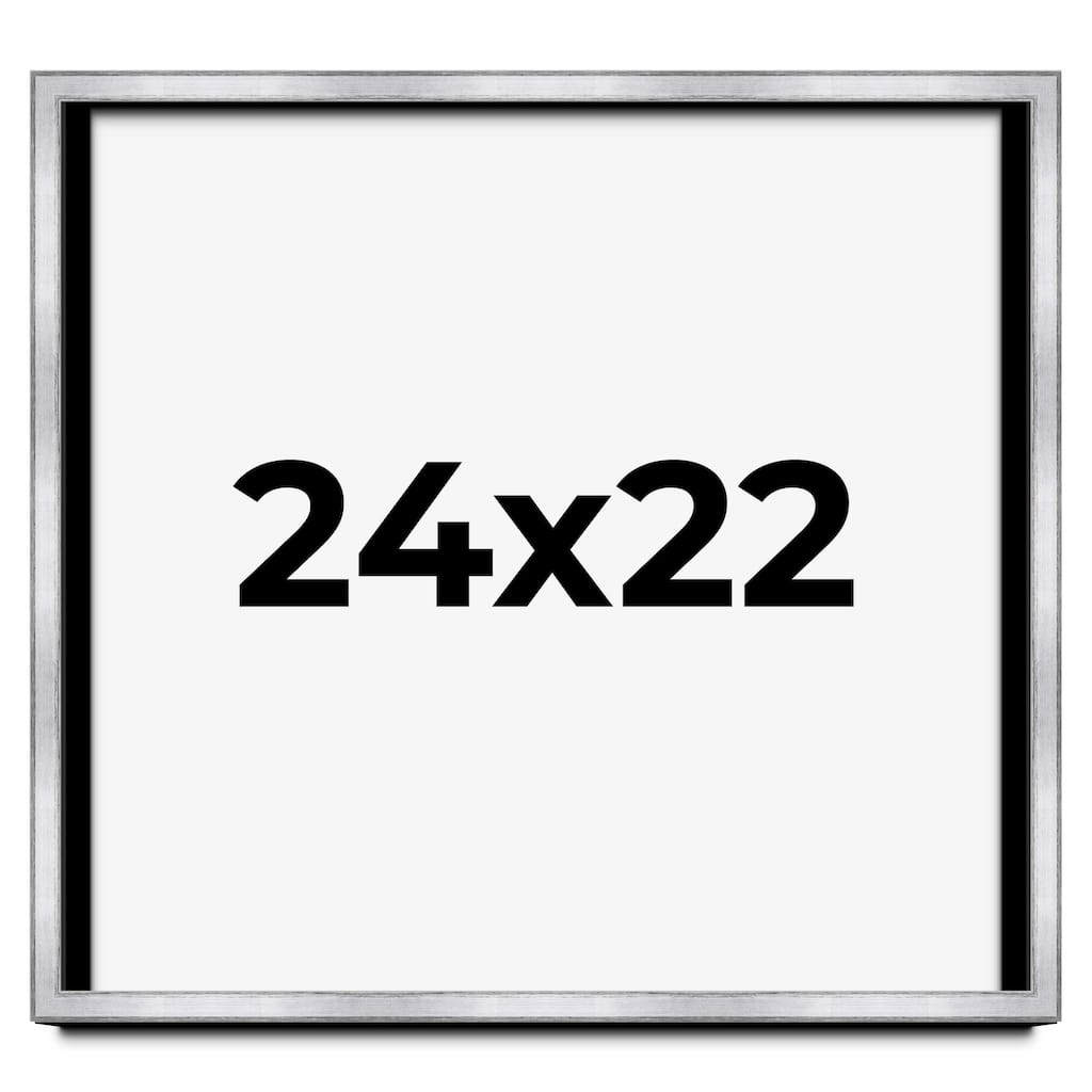 24x22 Shadow Box Frame Silver | 1.375 Inches Deep Real Wood