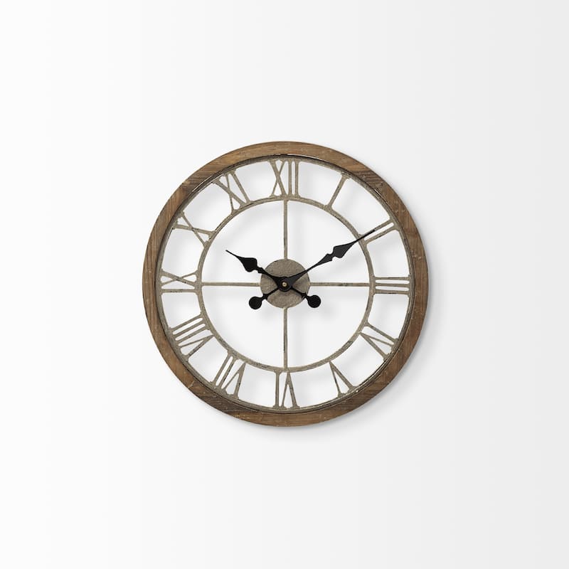 19" Large Brown Farmhouse Style Wall Clock - 19" x 2"