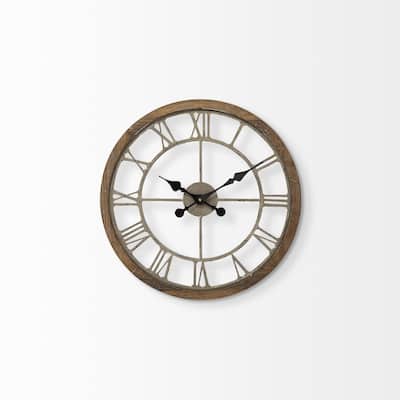 19" Large Brown Farmhouse Style Wall Clock - 19" x 2"