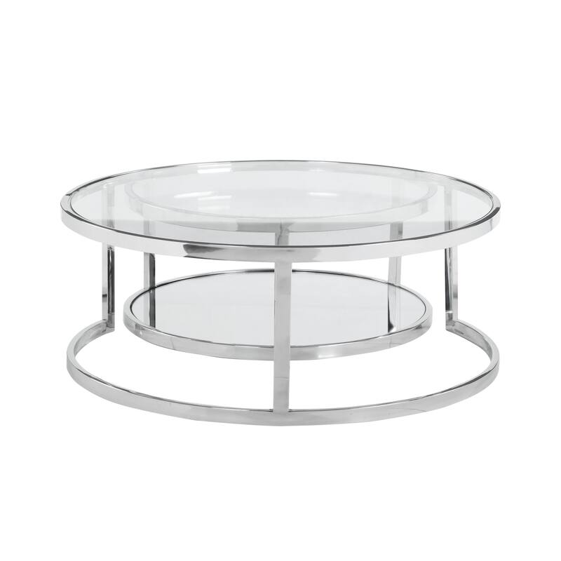 Somette 2-in-1 Round Nesting Cocktail Table Set - Cocktail Table - Cocktail Table