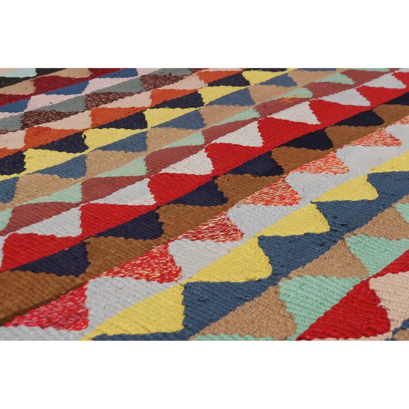 ECARPETGALLERY Flat-Weave Ankara Multi Color Wool Kilim - 4'11 x 9'8