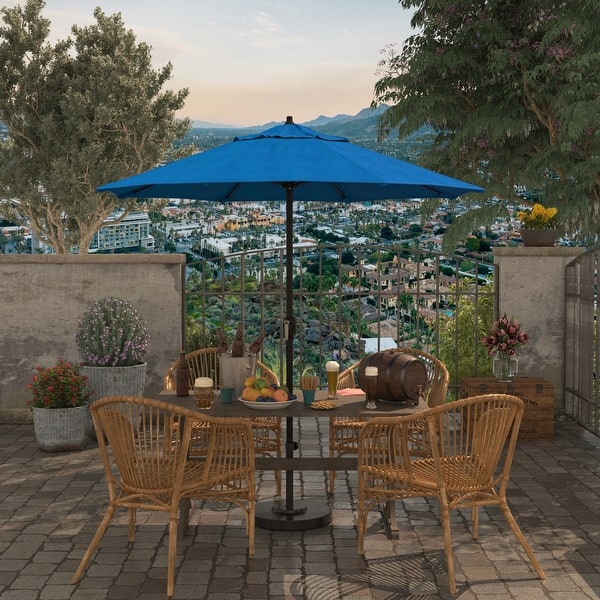 5 ft patio umbrella with crank North Bend7.5 Foot Crank Lift Auto Tilt Patio Umbrella Outdoor Rated  Acrylic Fabric by Havenside Home - On Sale - Bed Bath & Beyond