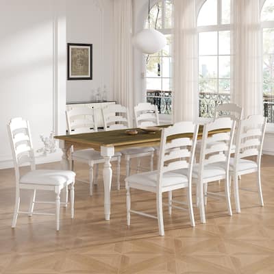 9-Piece Traditional Dining Set with Removable Leaf & 8 Chairs