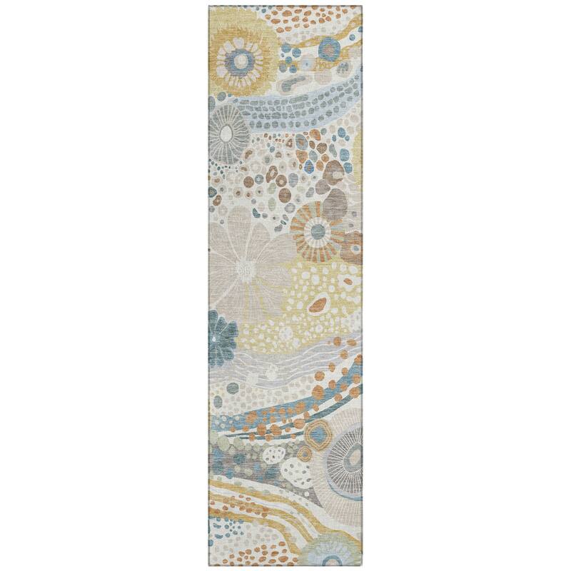 Machine Washable Indoor/ Outdoor Whimsy Floral Chantille Rug