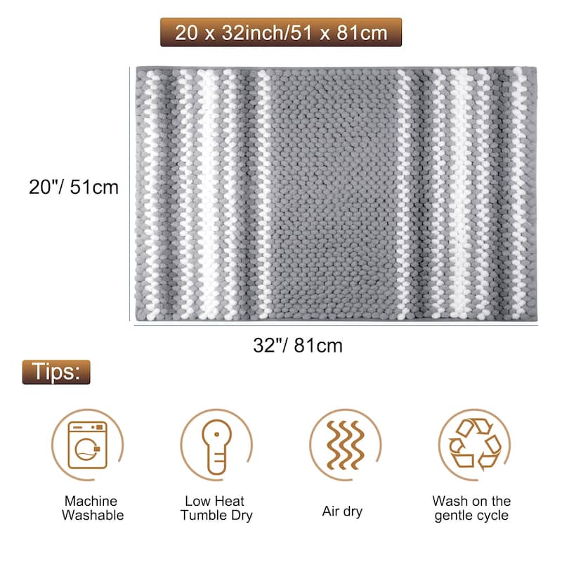 Chenille Rug Nonslip Mat Shaggy Soft Absorbent