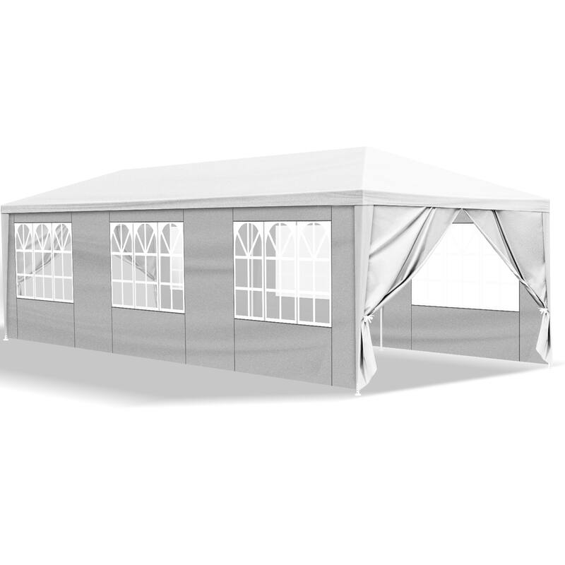White Iron Tube PE Cloth Waterproof 10x30' Outdoor Party Tent - 30 x 10 x 8.5" - White