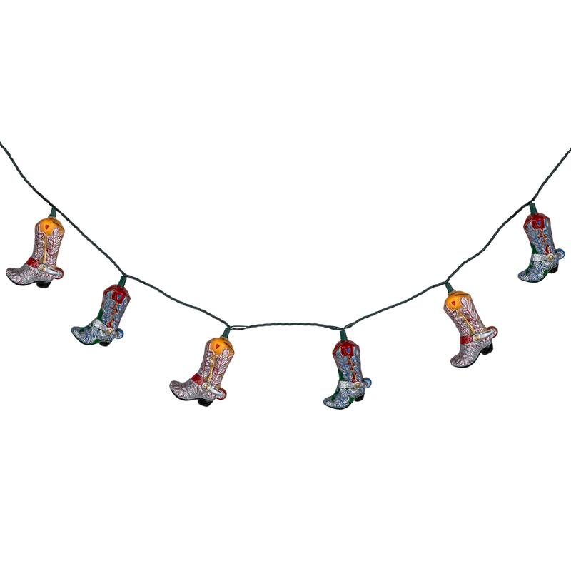 Cowboy Boots Indoor Outdoor Patio Light Set - 6' Green Wire - 10ct - 102"