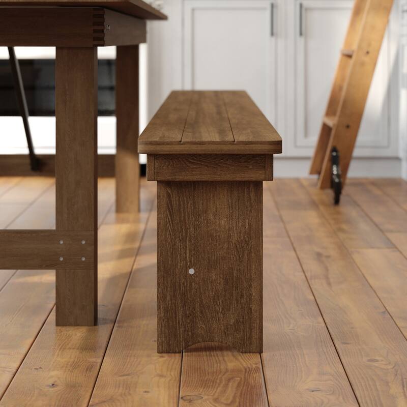 8' x 12" Antique Rustic Solid Pine Folding Farm Bench with 3 Legs