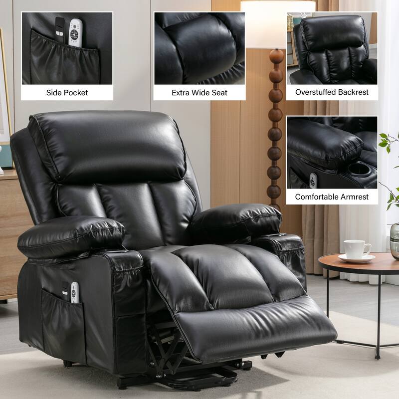 Large Power Lift Recliner Chair with Heat & 8‑Point Massage