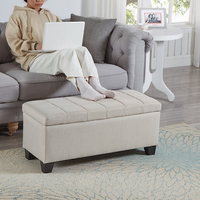 Ottoman Bench Foot Rest, End of Bed Bench, Padded Seat, Ottoman Bench with Storage