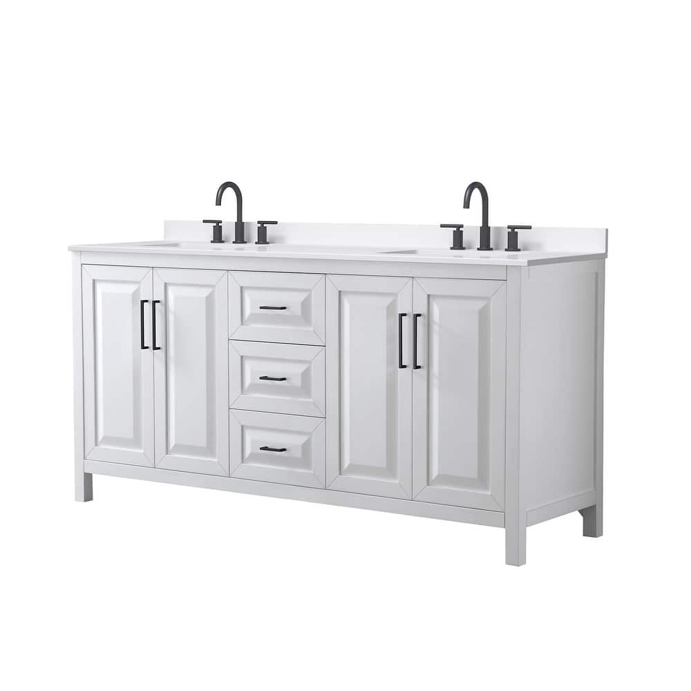 Daria 72-inch Double Vanity, 3 Hole Quartz Top