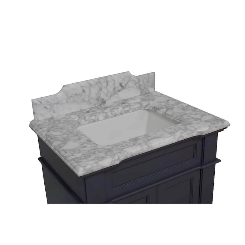 KitchenBathCollection Elizabeth 30" Bathroom Vanity with Carrara Marble Top