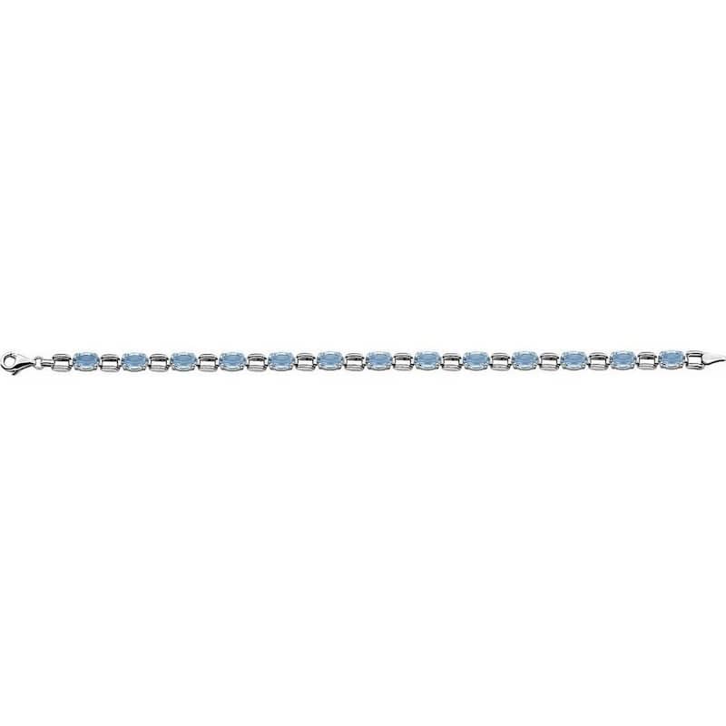 Curata 14k White Gold 7.15 Inch Oval 07x5mm Blue Topaz Polished Sky Blue Topaz 7 Inch Bracelet