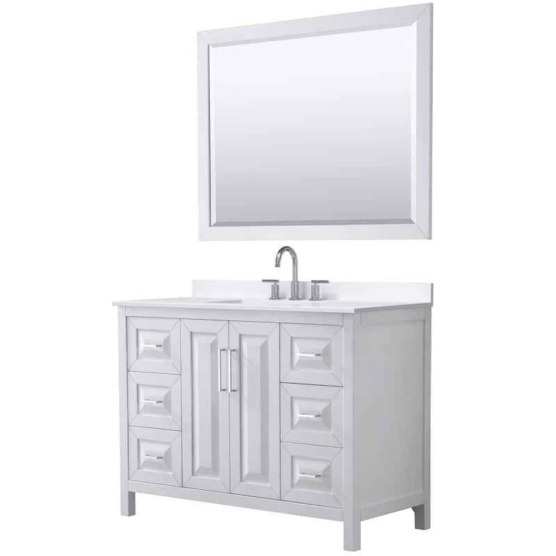 Wyndham Collection WCV252548S-QTZ-US3M46 Daria 48" Free Standing - White / White Quartz Top / Polished Chrome
