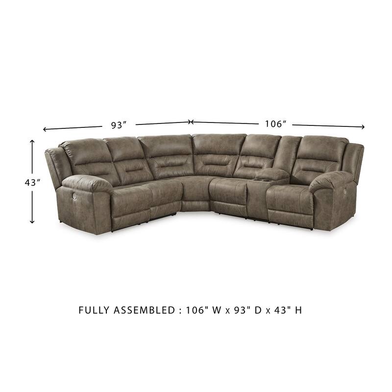 Signature Design by Ashley Ravenel Brown 3-Piece Power Reclining Sectional - 106" W x 93" D x 43" H