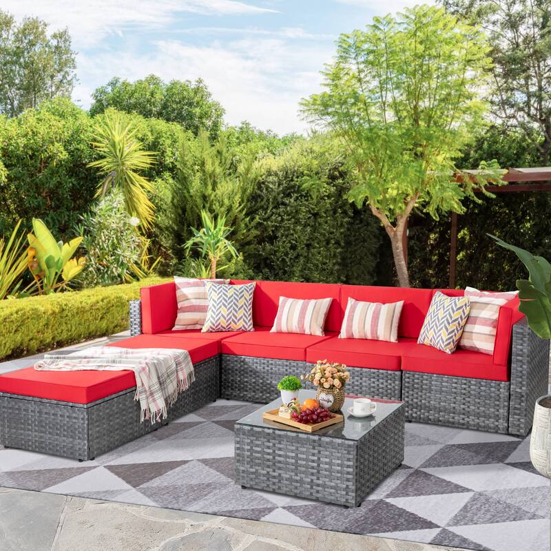 Futzca 7 Pieces Outdoor Patio Sectional Sofa Couch