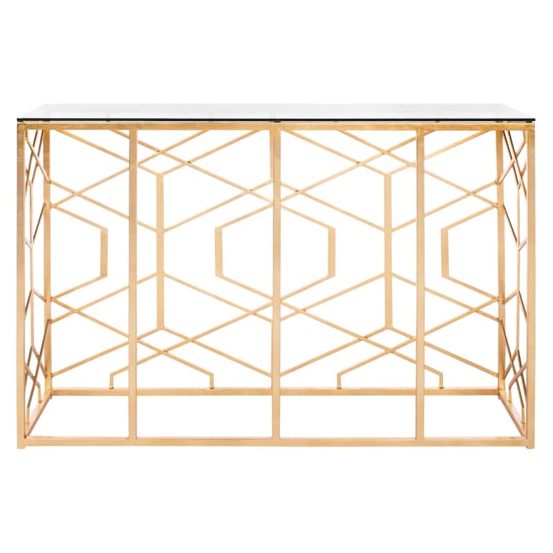 SAFAVIEH Couture Corrine Gold Leaf Console Table - 47" W x 15.5" L x 30" H - 47Wx16Dx30H