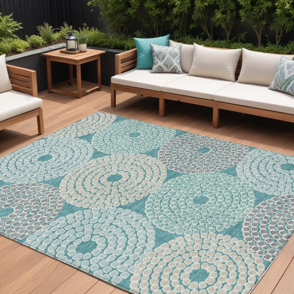HomeRoots Geometric Transitional Rectangle Outdoor Rug