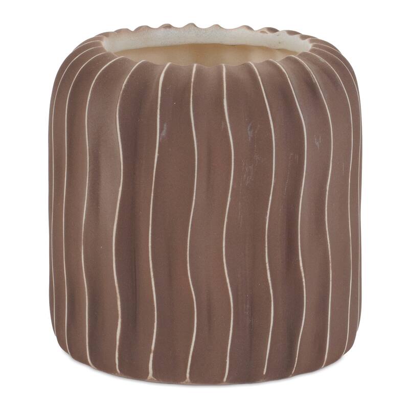 Wavy Ribbed Ceramic Vase (Set of 2)
