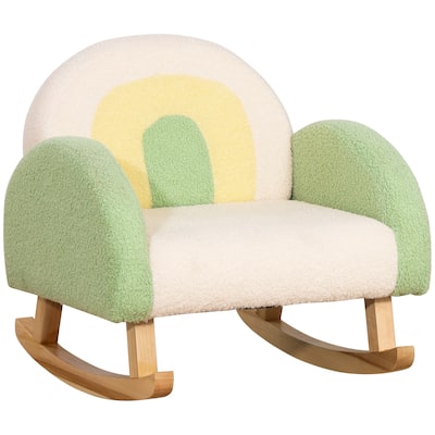 Qaba Kids Sofa, Rocking Toddler Sofa Chair with Solid Wooden Frame, Faux Lamb Fleece Fabric