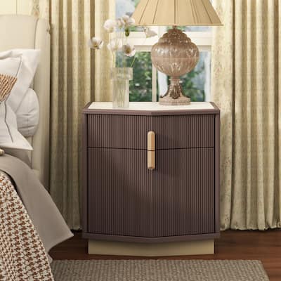 Christopher Knight Home - Silvio Nightstand with Manufactured Wood and Prism Silhouette