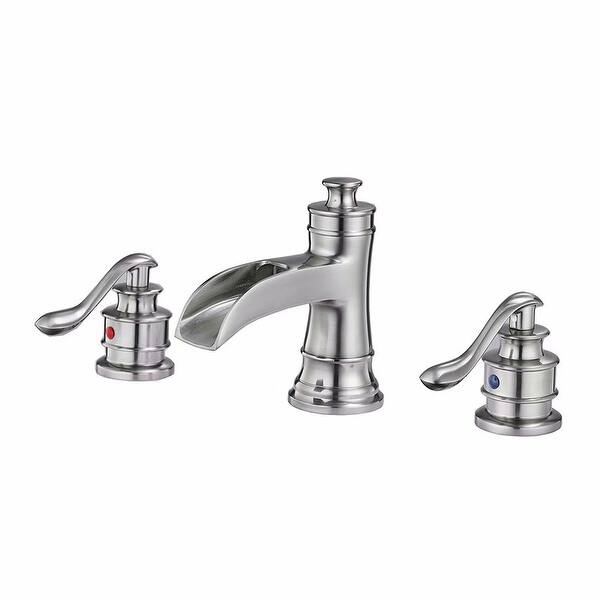 Shop Superbrite Cupc Certified Waterfall 8 16 Inch 3 Holes Two Handle Widespread Bathroom Sink Faucet Brushed Nickel Lavatory Overstock 31970283