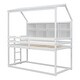 preview thumbnail 14 of 16, Twin House Loft Bunk Bed Kids Bed with Guardrails Semi-enclosed Roof Bedside Shelves and Ladder, Grey