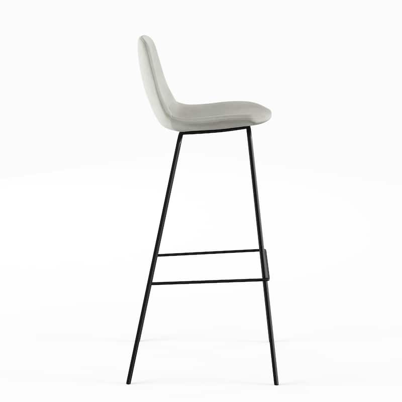 Maxine Velvet Bar Height Stools Black Legs (Set of 2)