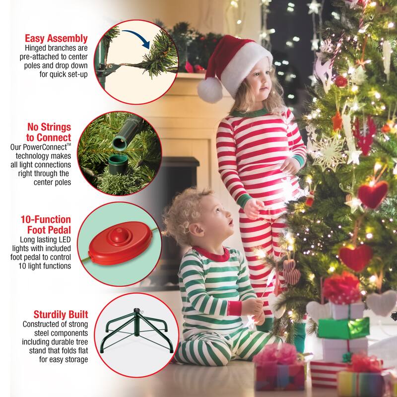 National Tree Company 9 ft. Dunhill Prelit Dual Color Tree w/ 9-function Footswitch - 9 Foot