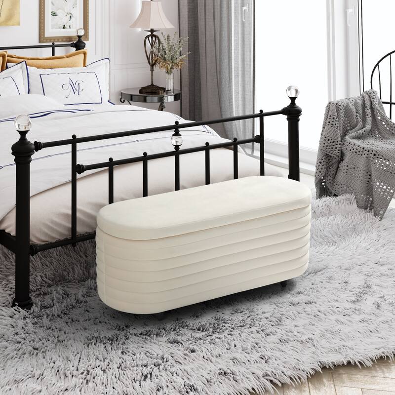 Farrah Velvet Polyester Flip Top Storage Ottoman - 42"