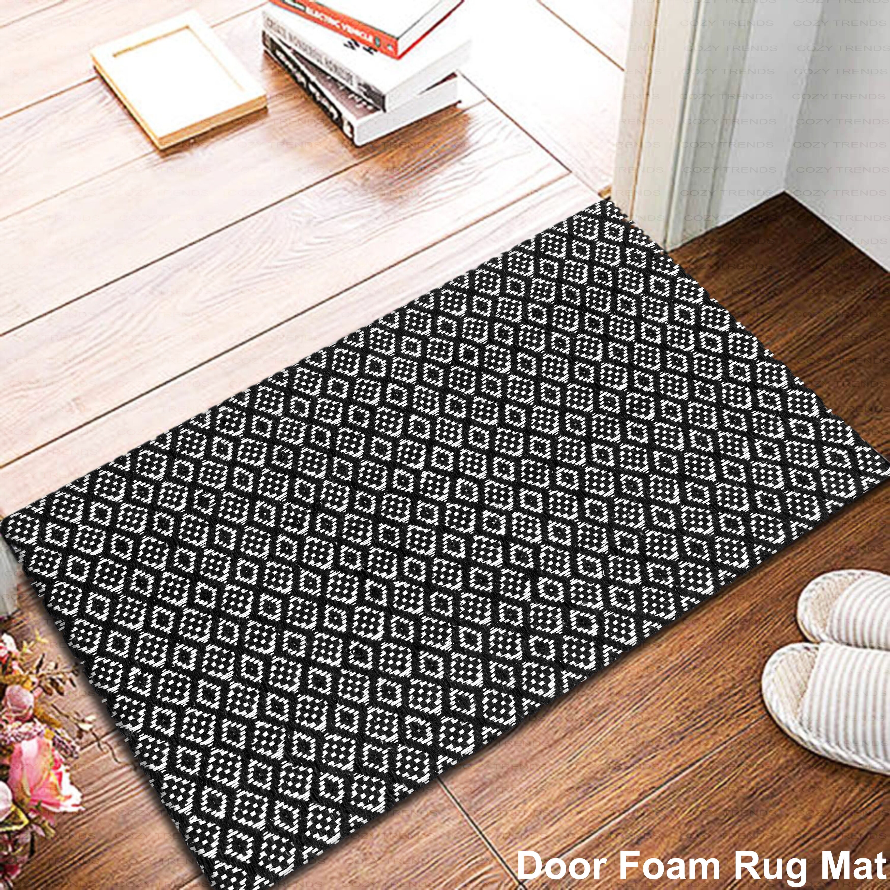 Tiveney Indoor Door Mat 2'x3', Machine Washable Bathroom Rug Small Area  Rug, Cotton Woven Indoor Outdoor Rugs Reversible Floor Mats for