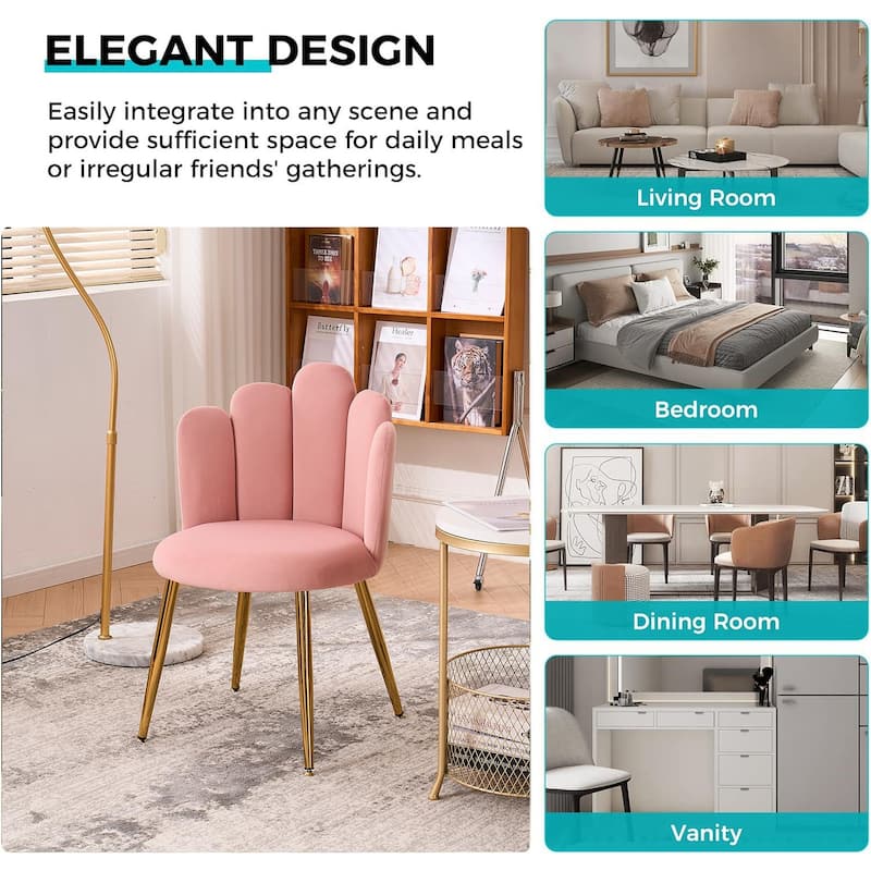 Velvet Vanity Chair Makeup Chair for Vanity with Golden Metal Legs