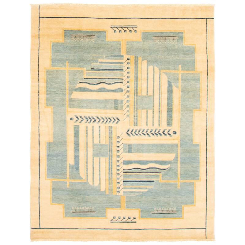 ECARPETGALLERY Hand-knotted Finest Peshawar Ziegler Blue Wool Rug - 8'0 x 10'0 - Light Blue - 8'0 x 10'0