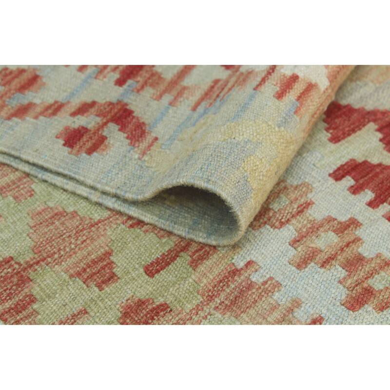 Sun Faded Flatweave Zariah Red/Ivory Rug - 6'7" x 9'8"