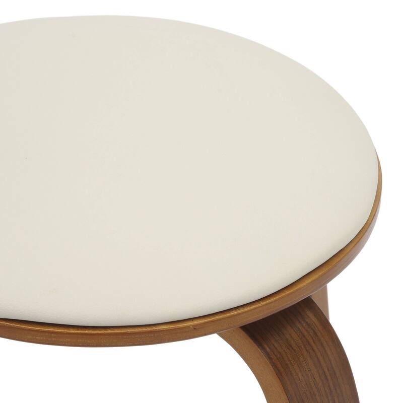 18 in. Leather Counter Stool Round Swivel Seat Poplar Wood Legs