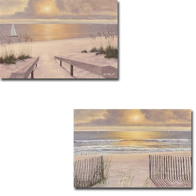 Beach Glow & Beach Light by Diane Romanello 2-pc Gallery Wrapped Canvas Giclee Set (16 in x 24 in Each Canvas in Set)