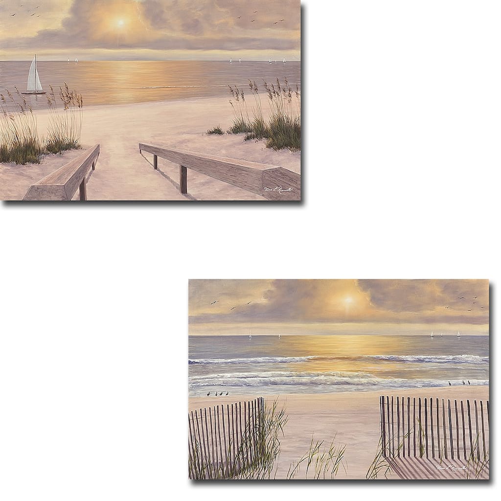 Beach Glow & Beach Light by Diane Romanello 2-pc Gallery Wrapped Canvas Giclee Set (16 in x 24 in Each Canvas in Set)