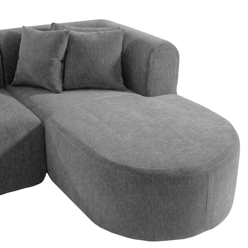Christopher Knight Home - Mirod Stylish Curved Corner Sofa with Wide Stitching and Plush Cushions for Ultimate Relaxation